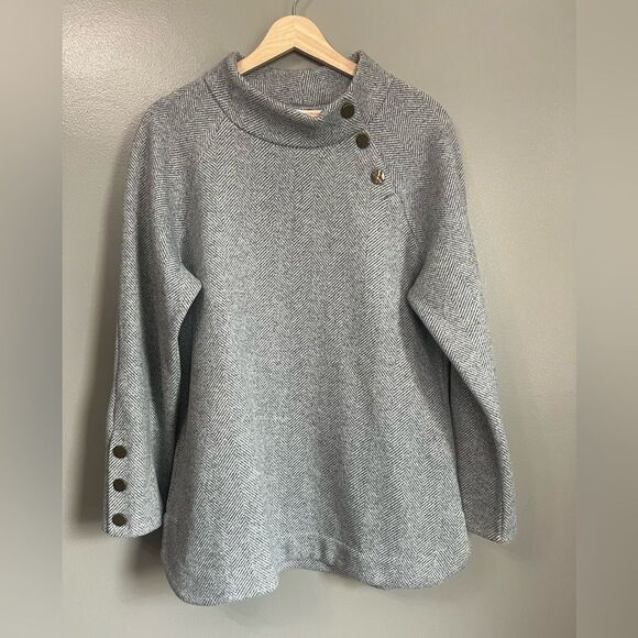 Soft Surroundings Brooke tunic sweater black white herringbone large office - Picture 8 of 11